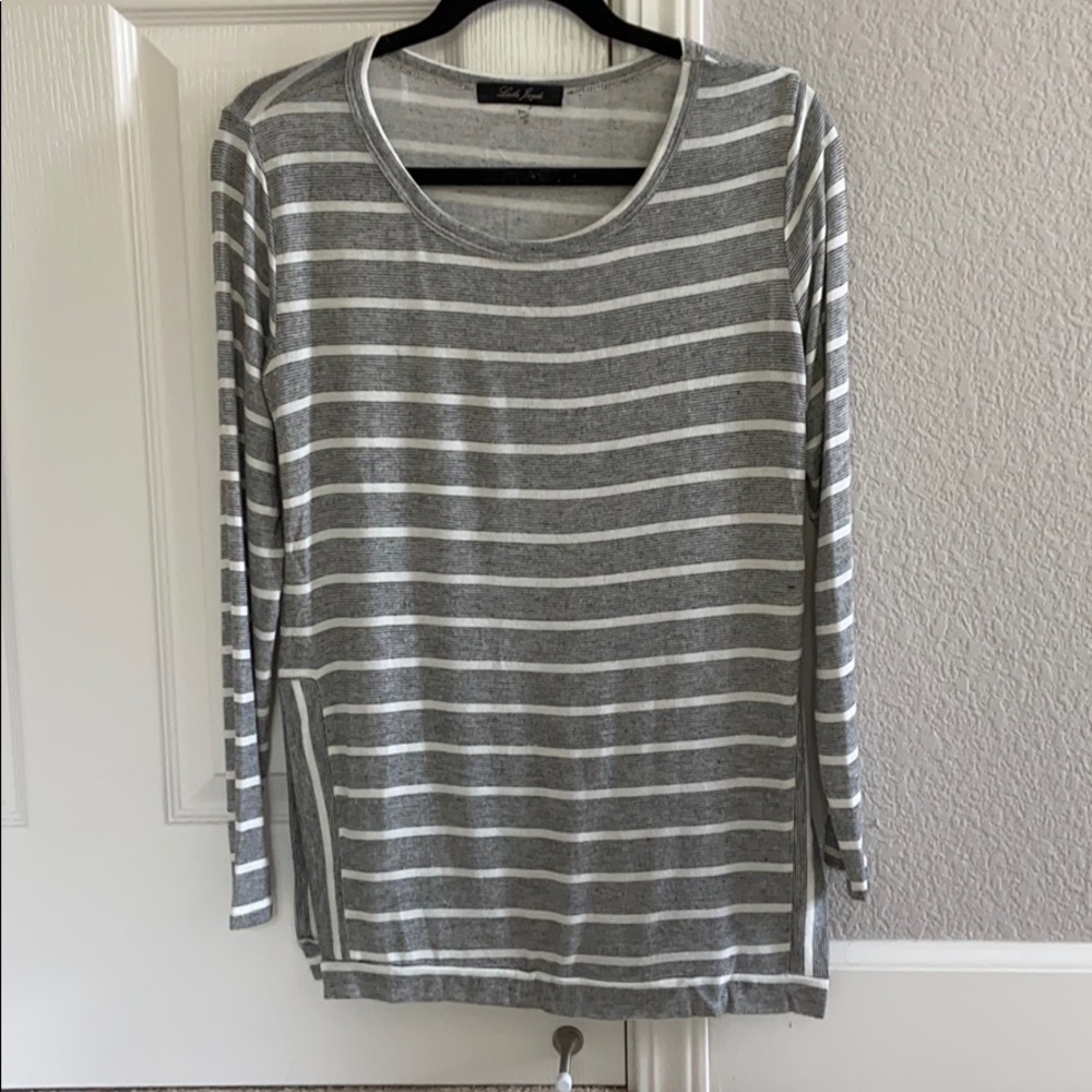 Striped long sleeve with side slits